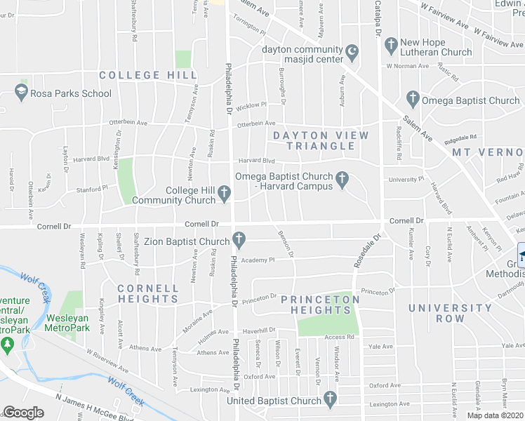 map of restaurants, bars, coffee shops, grocery stores, and more near 1517 Benson Drive in Dayton