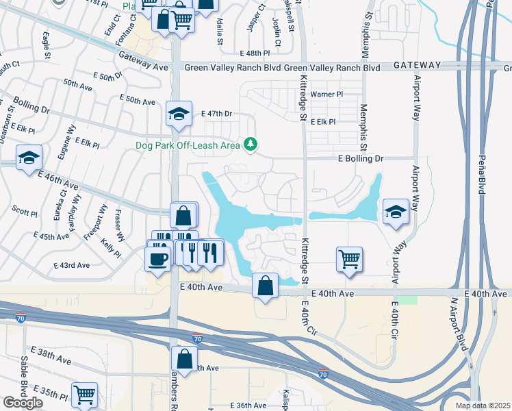 map of restaurants, bars, coffee shops, grocery stores, and more near 4699 Kittredge Street in Denver