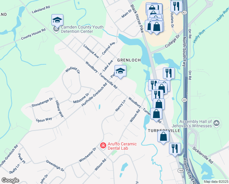map of restaurants, bars, coffee shops, grocery stores, and more near 4 Grenlynne Drive in Washington Township