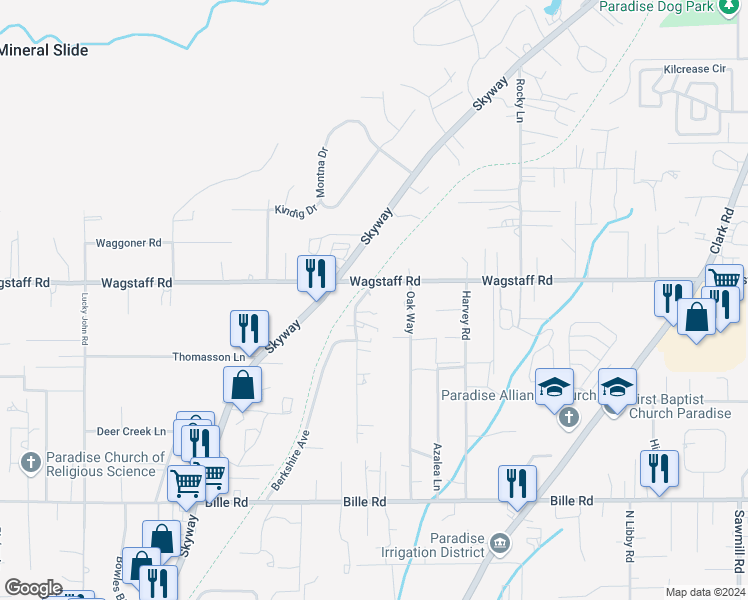 map of restaurants, bars, coffee shops, grocery stores, and more near in Paradise