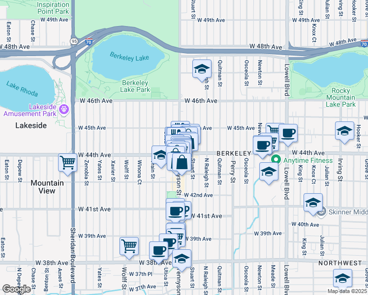 map of restaurants, bars, coffee shops, grocery stores, and more near 4428 Tennyson Street in Denver