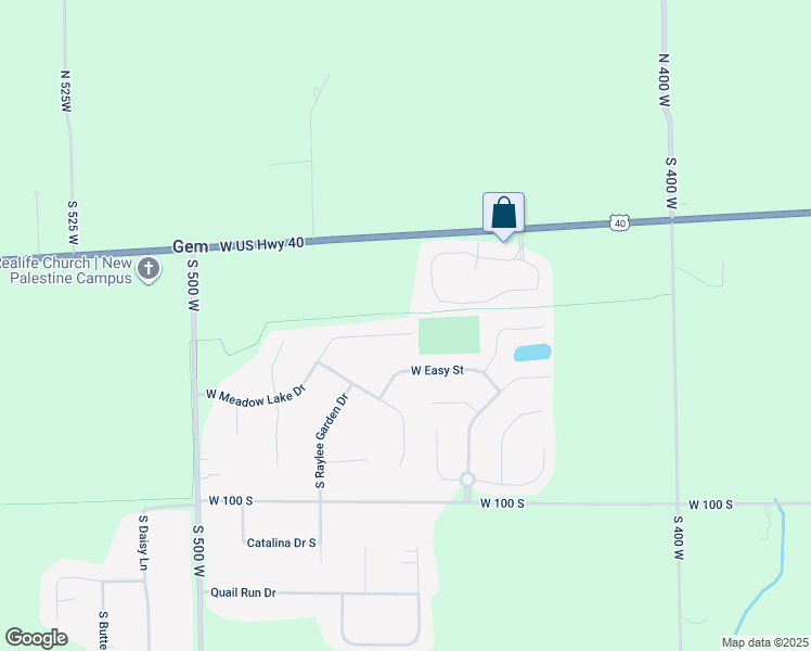 map of restaurants, bars, coffee shops, grocery stores, and more near 4619 West Meadow Lake Drive in New Palestine