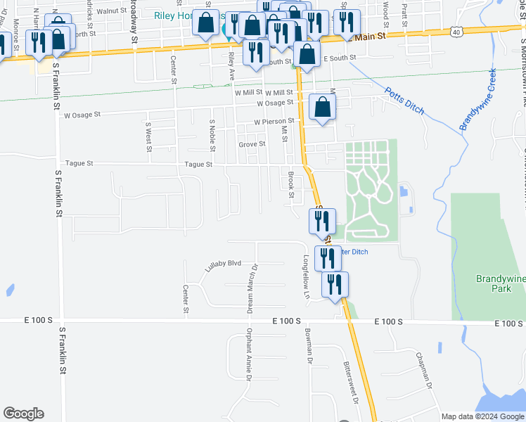 map of restaurants, bars, coffee shops, grocery stores, and more near 755 Kara Court in Greenfield