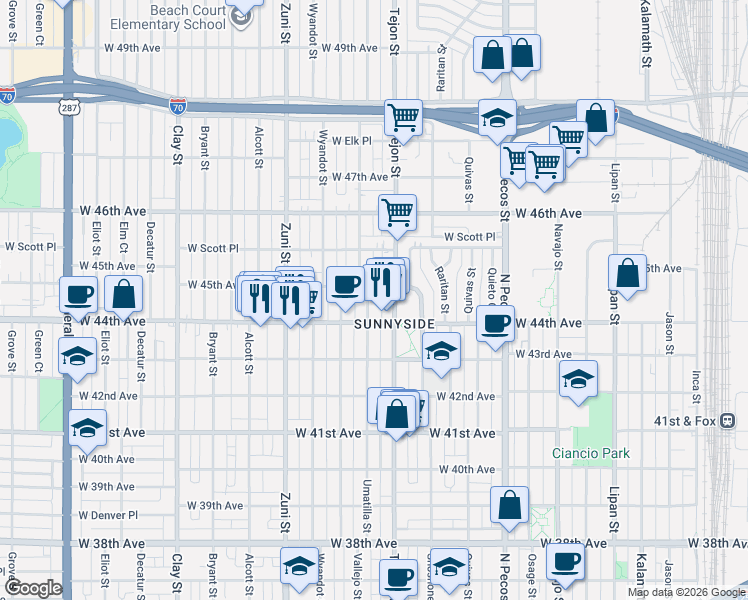 map of restaurants, bars, coffee shops, grocery stores, and more near in 