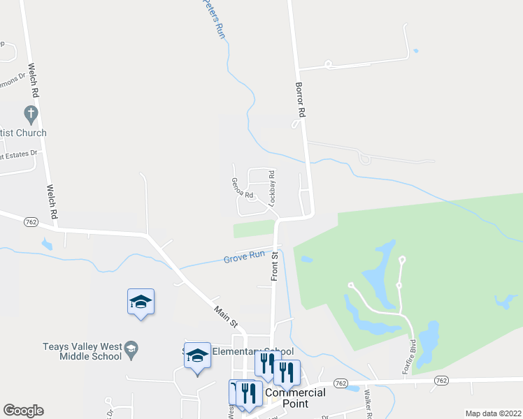 map of restaurants, bars, coffee shops, grocery stores, and more near 47 Genoa Circle in Commercial Point