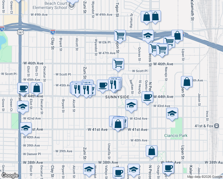 map of restaurants, bars, coffee shops, grocery stores, and more near in 