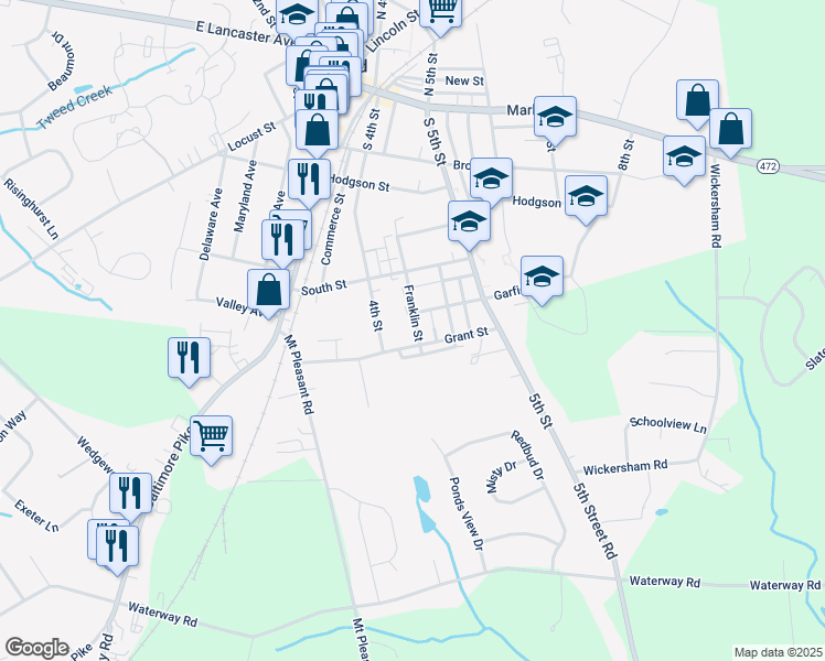 map of restaurants, bars, coffee shops, grocery stores, and more near 6 McDonough Drive in Oxford