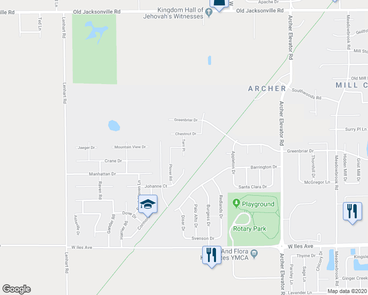 map of restaurants, bars, coffee shops, grocery stores, and more near 1700 Tern Place in Springfield