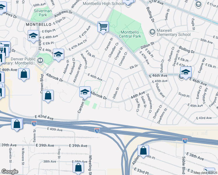 map of restaurants, bars, coffee shops, grocery stores, and more near 4467 Cornish Way in Denver