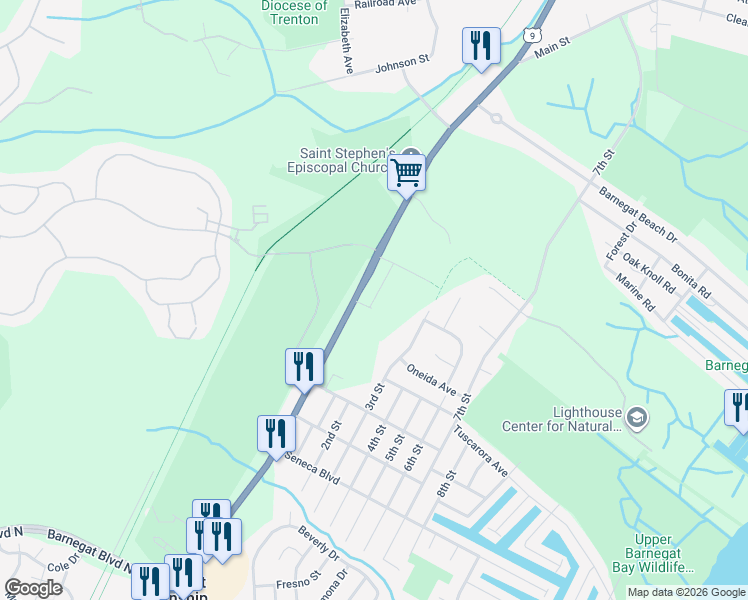 map of restaurants, bars, coffee shops, grocery stores, and more near 417 3rd Street in Ocean Township