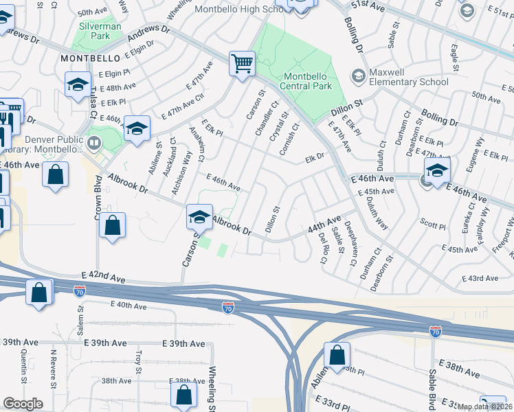 map of restaurants, bars, coffee shops, grocery stores, and more near 4467 Cornish Way in Denver