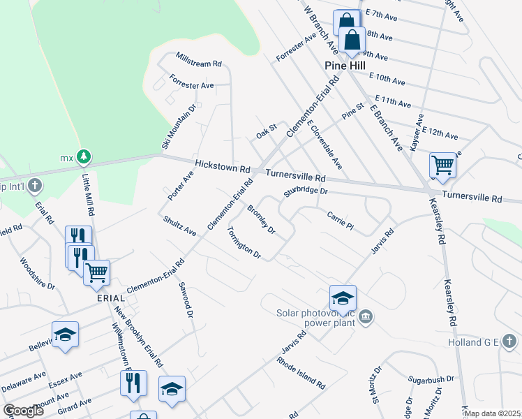 map of restaurants, bars, coffee shops, grocery stores, and more near 14 Tiffany Place in Sicklerville