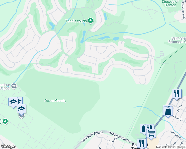 map of restaurants, bars, coffee shops, grocery stores, and more near 63 Bayville Way in Ocean Township