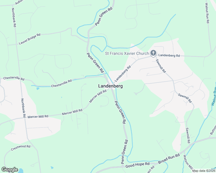 map of restaurants, bars, coffee shops, grocery stores, and more near 105 Mercer Mill Road in Landenberg