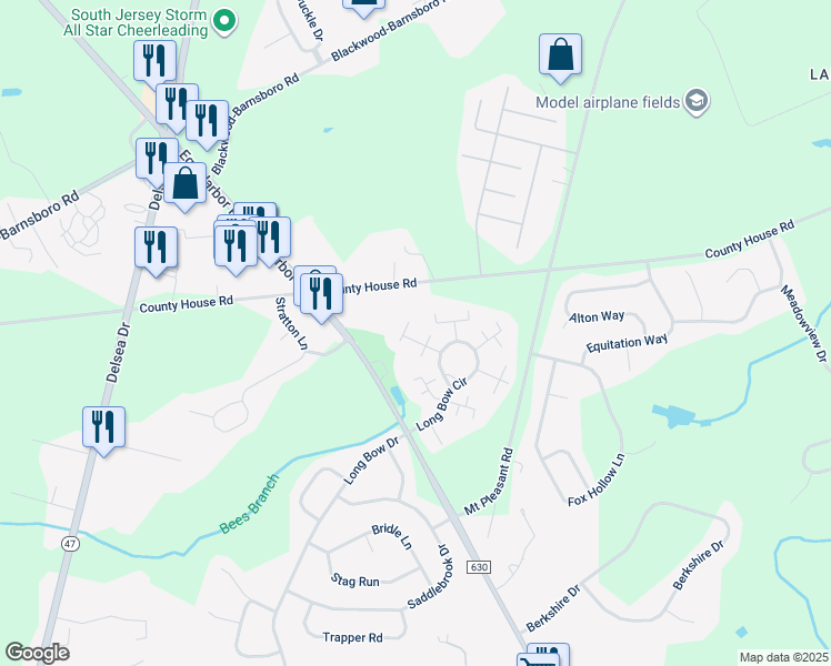 map of restaurants, bars, coffee shops, grocery stores, and more near 208 Egg Harbor Road in Washington Township
