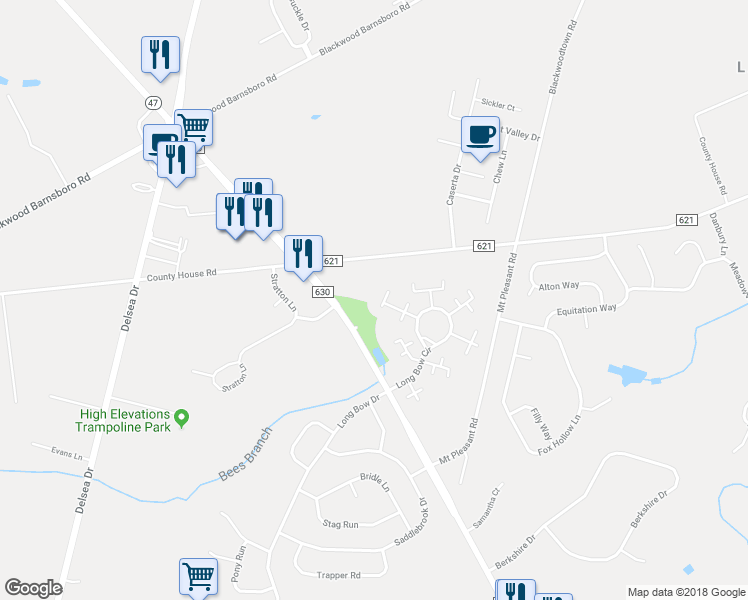 map of restaurants, bars, coffee shops, grocery stores, and more near 636 Yorkshire Court in Washington Township