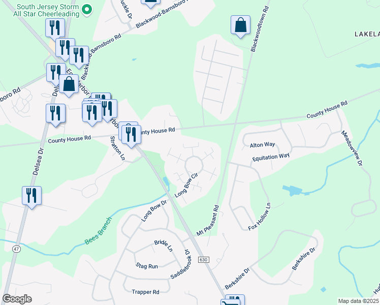 map of restaurants, bars, coffee shops, grocery stores, and more near 549 Shetland Court in Washington Township