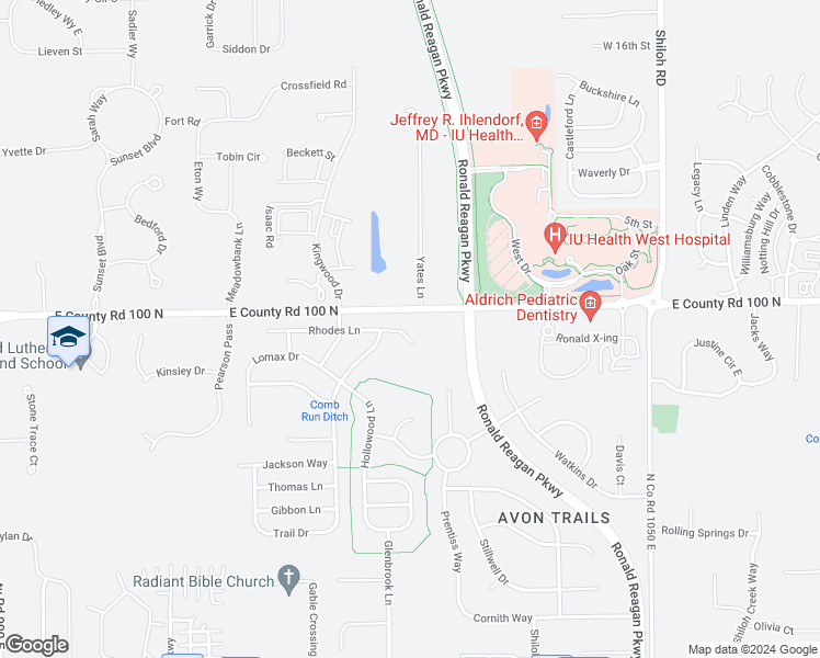 map of restaurants, bars, coffee shops, grocery stores, and more near 9928 Comb Run Court in Avon