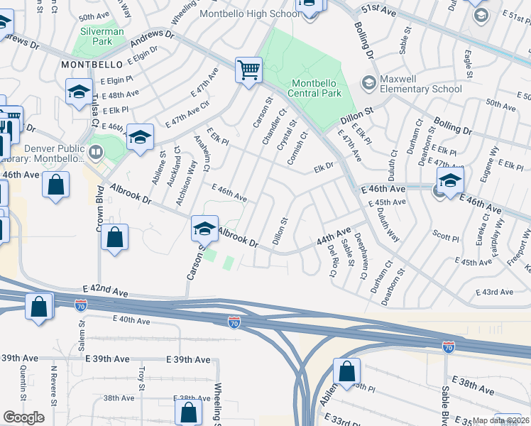 map of restaurants, bars, coffee shops, grocery stores, and more near 4527 Cornish Way in Denver