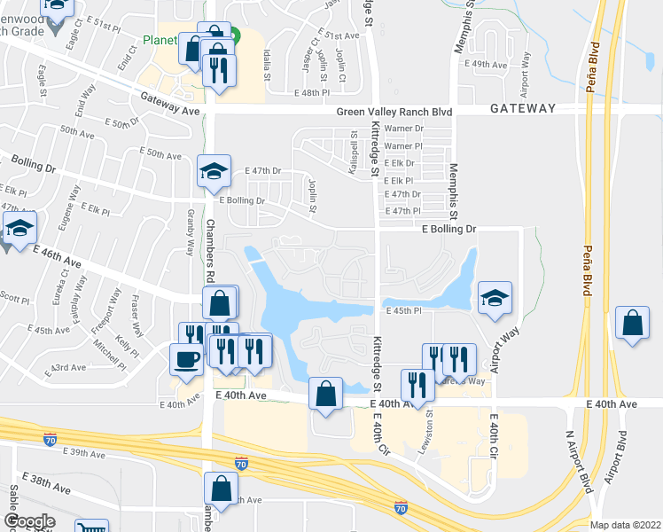 map of restaurants, bars, coffee shops, grocery stores, and more near 4699 Kittredge Street in Denver