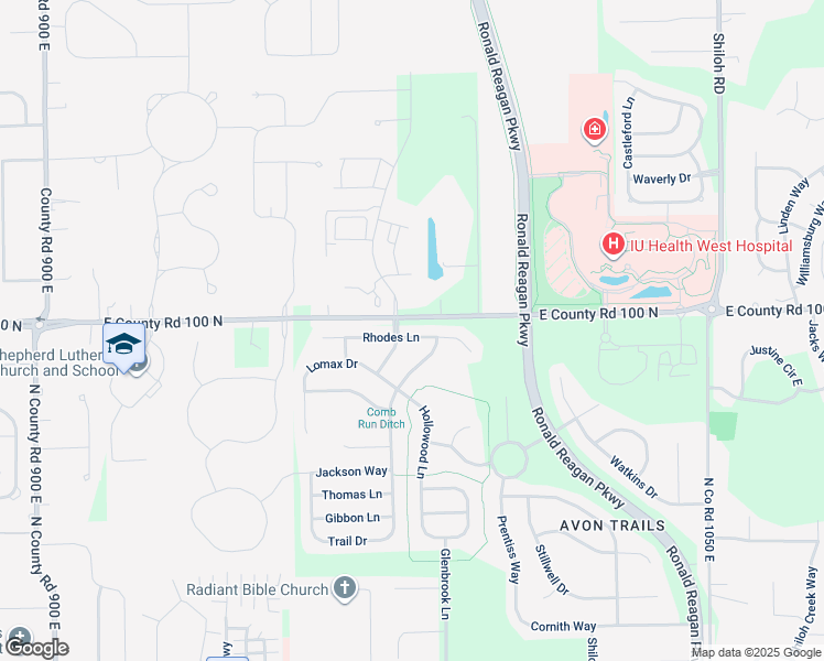 map of restaurants, bars, coffee shops, grocery stores, and more near 9828 Rhodes Lane in Avon