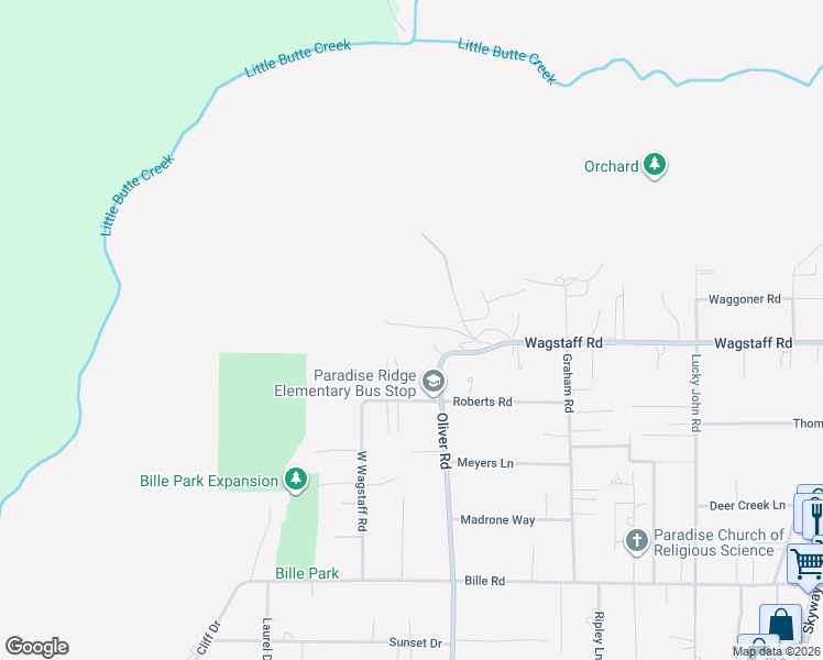 map of restaurants, bars, coffee shops, grocery stores, and more near 685 Van Fossen Road in Paradise