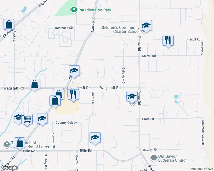 map of restaurants, bars, coffee shops, grocery stores, and more near 6669 Dolores Drive in Paradise