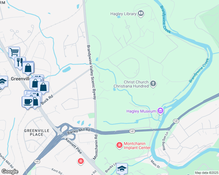 map of restaurants, bars, coffee shops, grocery stores, and more near 409 Mosie Way in Wilmington