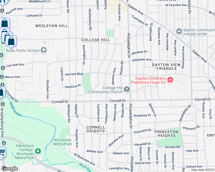 map of restaurants, bars, coffee shops, grocery stores, and more near 1656 Tennyson Avenue in Dayton