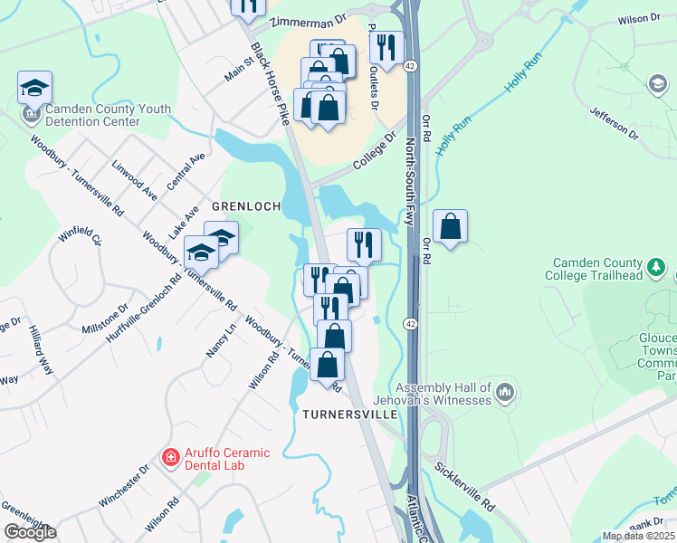 map of restaurants, bars, coffee shops, grocery stores, and more near 900 New Jersey 168 in Washington Township
