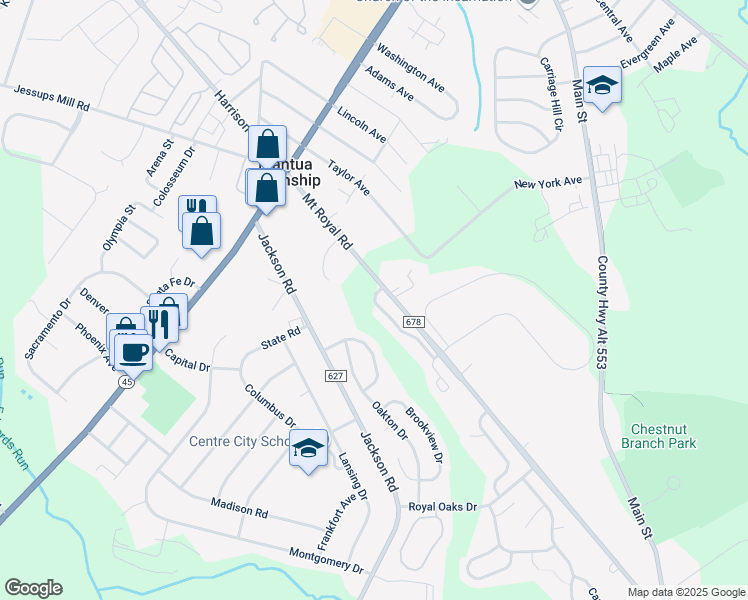 map of restaurants, bars, coffee shops, grocery stores, and more near 17 Woodbrook Drive in Mantua Township