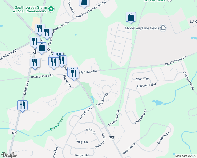 map of restaurants, bars, coffee shops, grocery stores, and more near 533 Shetland Court in Washington Township