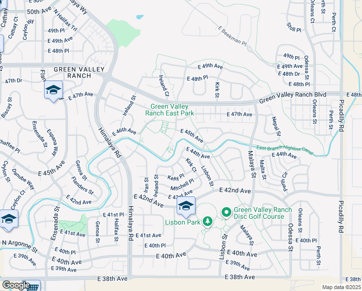 map of restaurants, bars, coffee shops, grocery stores, and more near 4450 Jebel Street in Denver