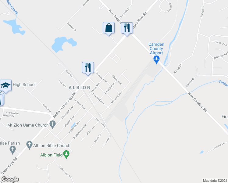map of restaurants, bars, coffee shops, grocery stores, and more near 511 Surrey Avenue in Berlin