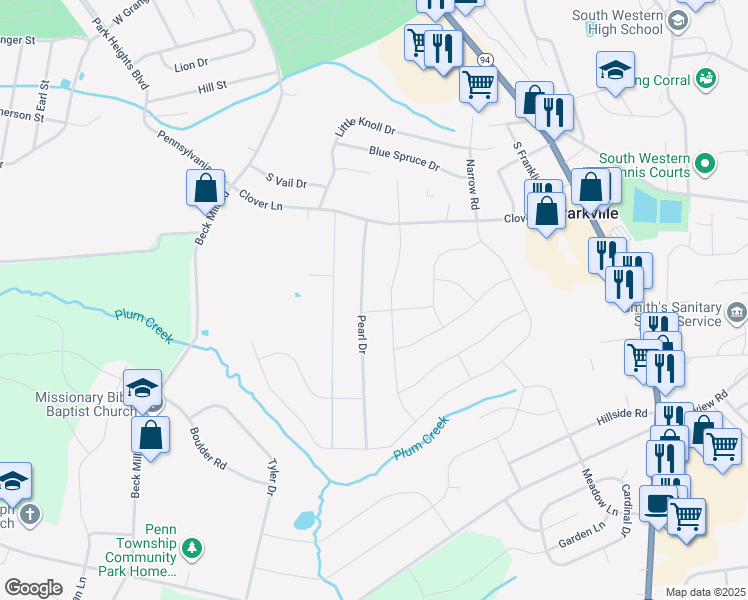 map of restaurants, bars, coffee shops, grocery stores, and more near 1047 Pearl Drive in Hanover