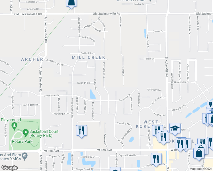 map of restaurants, bars, coffee shops, grocery stores, and more near 76 Providence Lane in Springfield