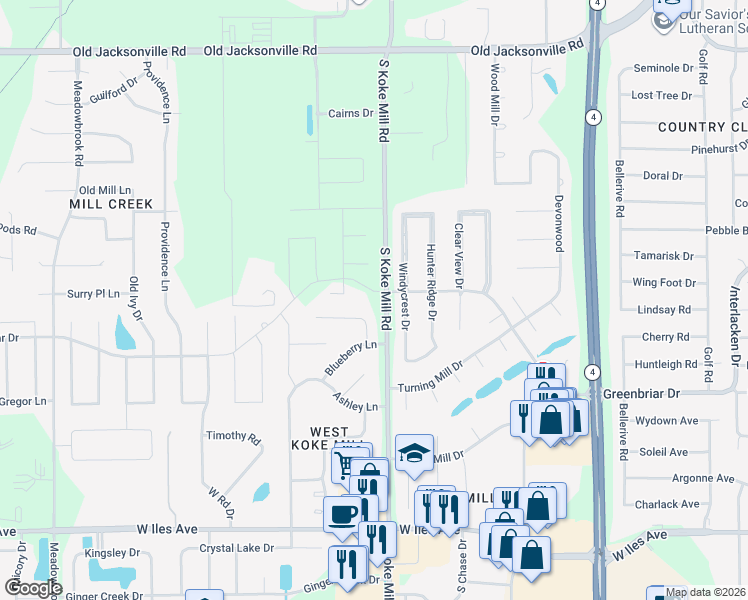 map of restaurants, bars, coffee shops, grocery stores, and more near 3305 Elderberry Lane in Springfield
