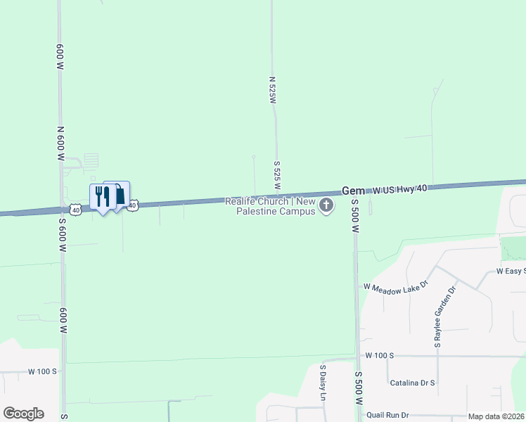 map of restaurants, bars, coffee shops, grocery stores, and more near 5355 West US Highway 40 in Greenfield