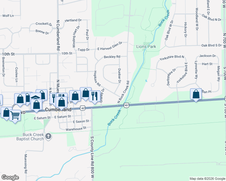 map of restaurants, bars, coffee shops, grocery stores, and more near 204 Hopkins Road in Cumberland