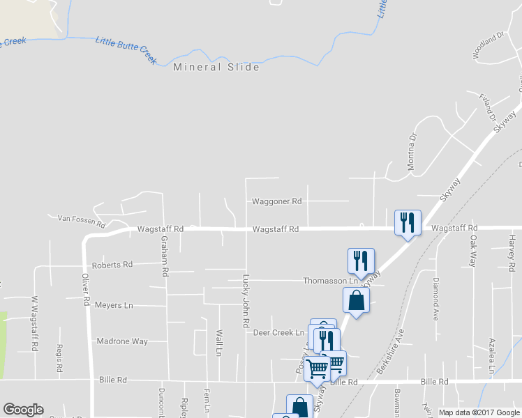 map of restaurants, bars, coffee shops, grocery stores, and more near 884 Waggoner Road in Paradise