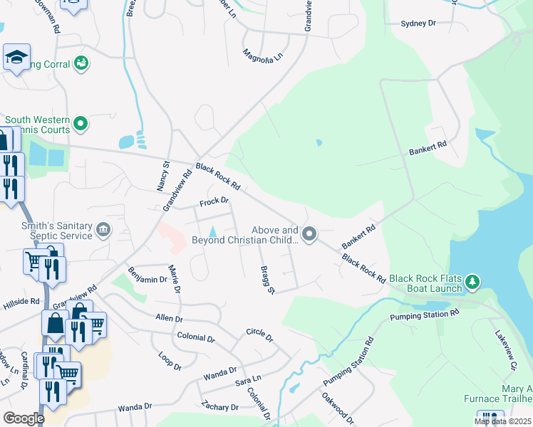 map of restaurants, bars, coffee shops, grocery stores, and more near 605 Black Rock Road in Hanover