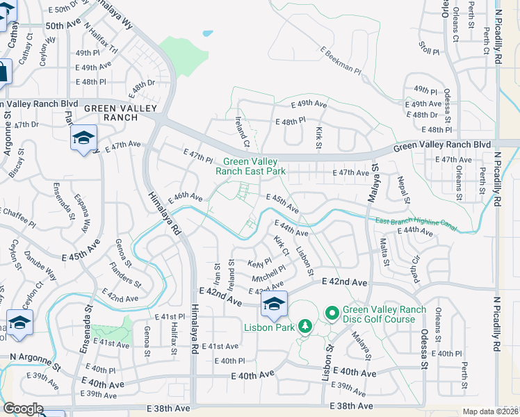 map of restaurants, bars, coffee shops, grocery stores, and more near 4450 Jebel Street in Denver