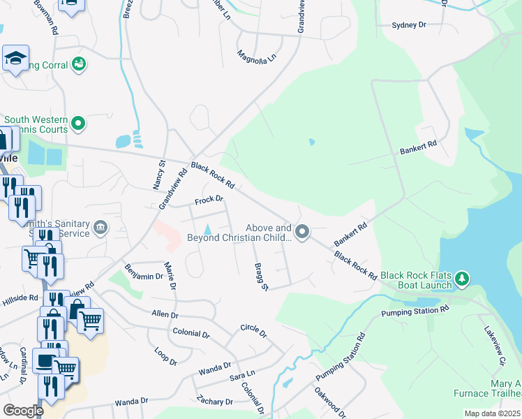 map of restaurants, bars, coffee shops, grocery stores, and more near 605 Black Rock Road in Hanover