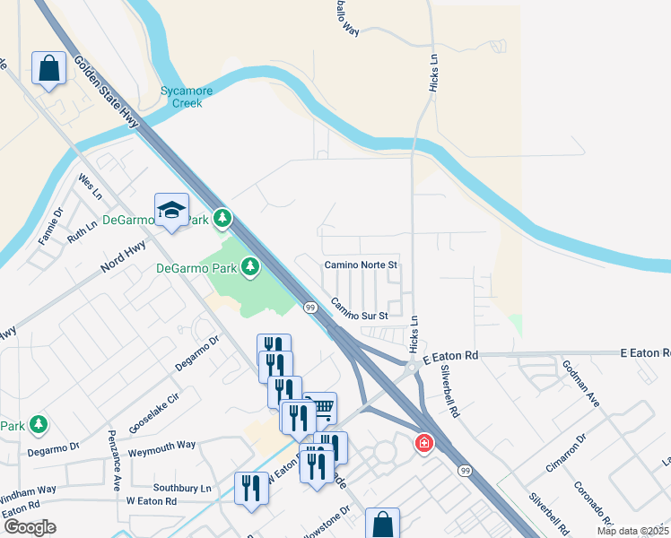 map of restaurants, bars, coffee shops, grocery stores, and more near 263 Camino Norte Street in Chico