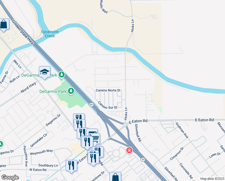 map of restaurants, bars, coffee shops, grocery stores, and more near 263 Camino Norte Street in Chico