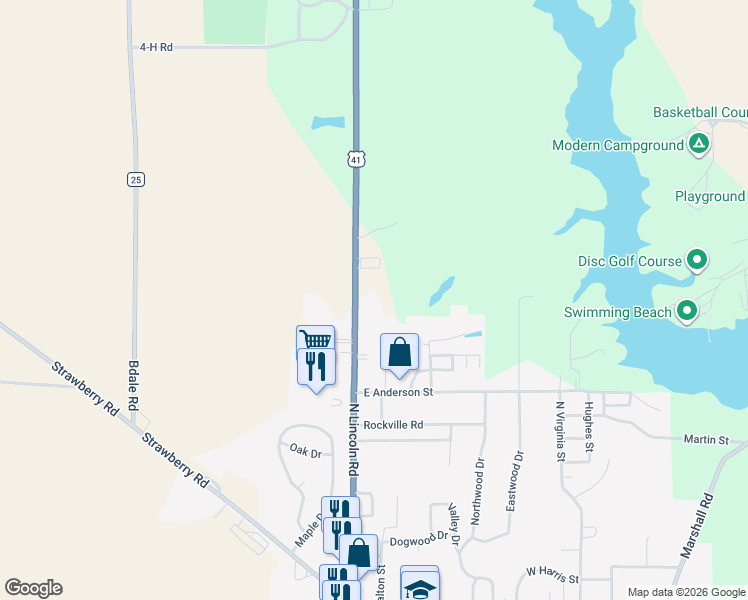 map of restaurants, bars, coffee shops, grocery stores, and more near 821 U.S. 41 in Rockville