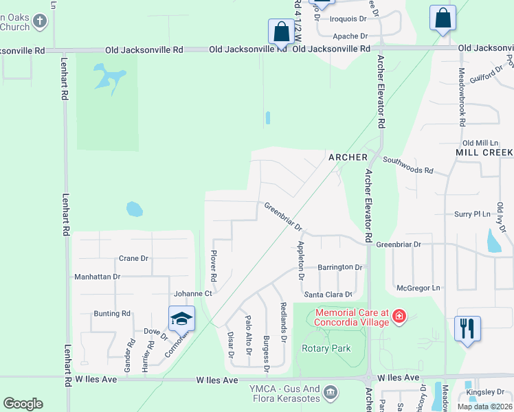 map of restaurants, bars, coffee shops, grocery stores, and more near Winston Drive in Springfield