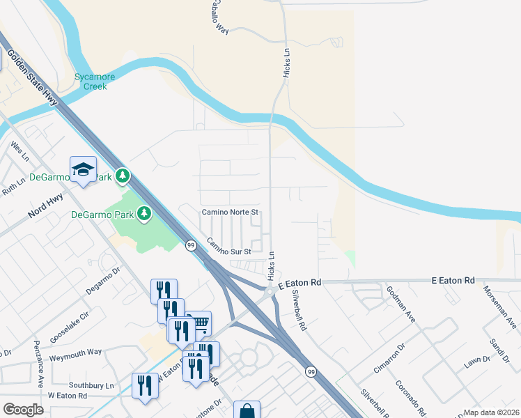 map of restaurants, bars, coffee shops, grocery stores, and more near 296 Camino Norte Street in Chico