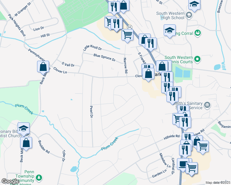 map of restaurants, bars, coffee shops, grocery stores, and more near 101 Granbury Crossing in Hanover