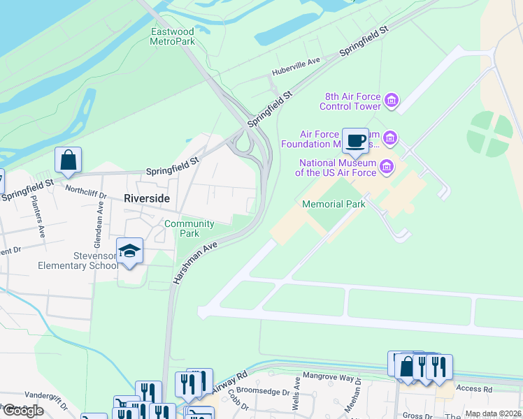 map of restaurants, bars, coffee shops, grocery stores, and more near 5174 Luther Avenue in Dayton